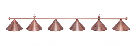 Бильярдный светильник Марсель 6 плафонов (красная бронза, штанга - красная бронза)
